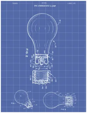 Light Bulb Patent on Blueprint Printable Patent