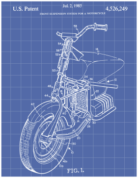 Motorcycle Patent on Blueprint Printable Patent