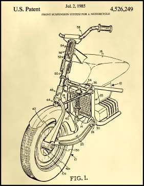Motorcycle Patent on Parchment Printable Patent