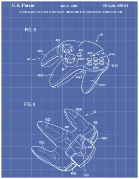 N64 Controller Patent on Blueprint Printable Patent