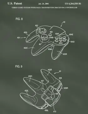 N64 Controller Patent on Chalkboard Printable Patent