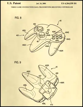 N64 Controller Patent on Parchment Printable Patent