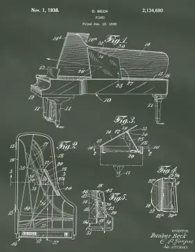 Piano Patent on Chalkboard Printable Patent