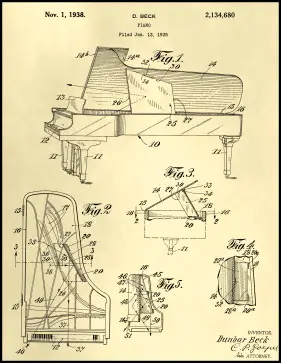 Piano Patent on Parchment Printable Patent