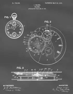 Pocket Watch Patent on Blackboard Printable Patent