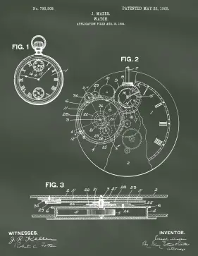 Pocket Watch Patent on Chalkboard Printable Patent