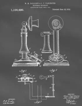 Rotary Telephone Patent on Blackboard Printable Patent