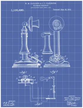 Rotary Telephone Patent on Blueprint Printable Patent