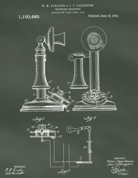 Rotary Telephone Patent on Chalkboard Printable Patent