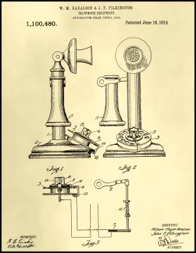 Rotary Telephone Patent on Parchment Printable Patent