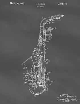 Saxophone Patent on Blackboard Printable Patent