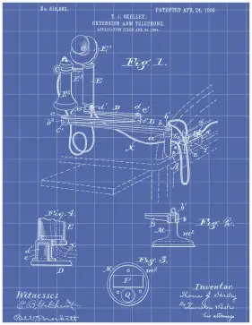 Telephone Patent on Blueprint Printable Patent