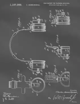 Telephone Headset Patent on Blackboard Printable Patent