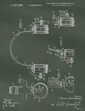 Telephone Headset Patent on Chalkboard Printable Patent