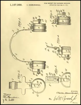 Telephone Headset Patent on Parchment Printable Patent