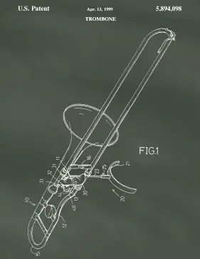 Trombone Patent on Chalkboard Printable Patent