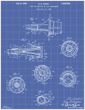 Trumpet Mute Patent on Blueprint Printable Patent