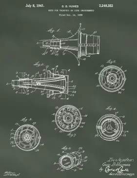 Trumpet Mute Patent on Chalkboard Printable Patent