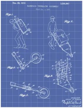 Trundling Backpack Patent on Blueprint Printable Patent