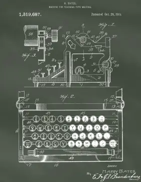 Typewriter Patent on Chalkboard Printable Patent