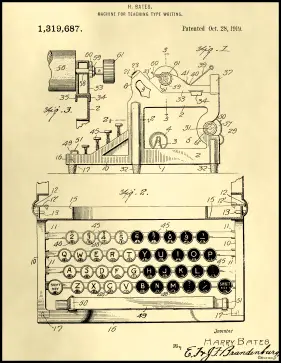 Typewriter Patent on Parchment Printable Patent