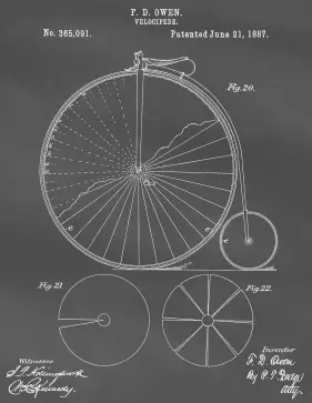 Velocipede Patent on Blackboard Printable Patent