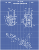 Combination Lock Patent on Blueprint
